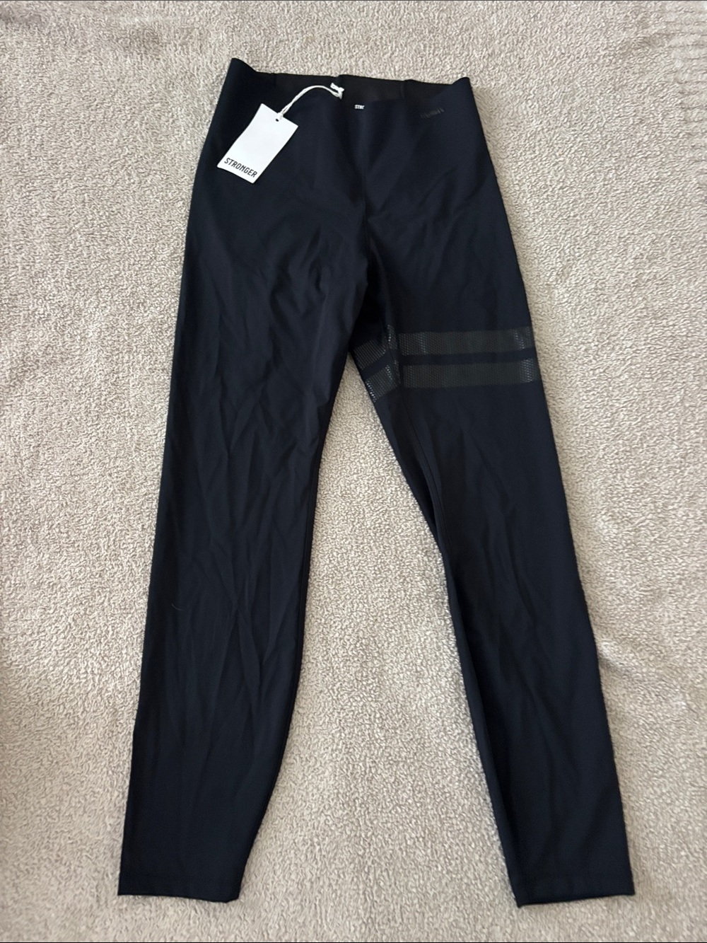 STRONGER Black High-Waist Mesh Detail Leggings